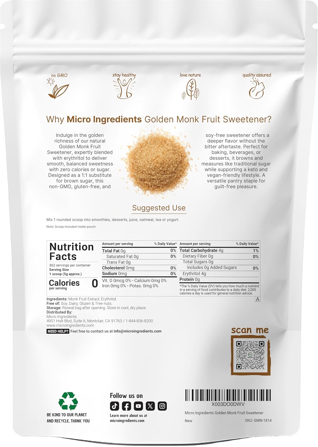 Golden Monk Fruit Sweetener with Erythritol
