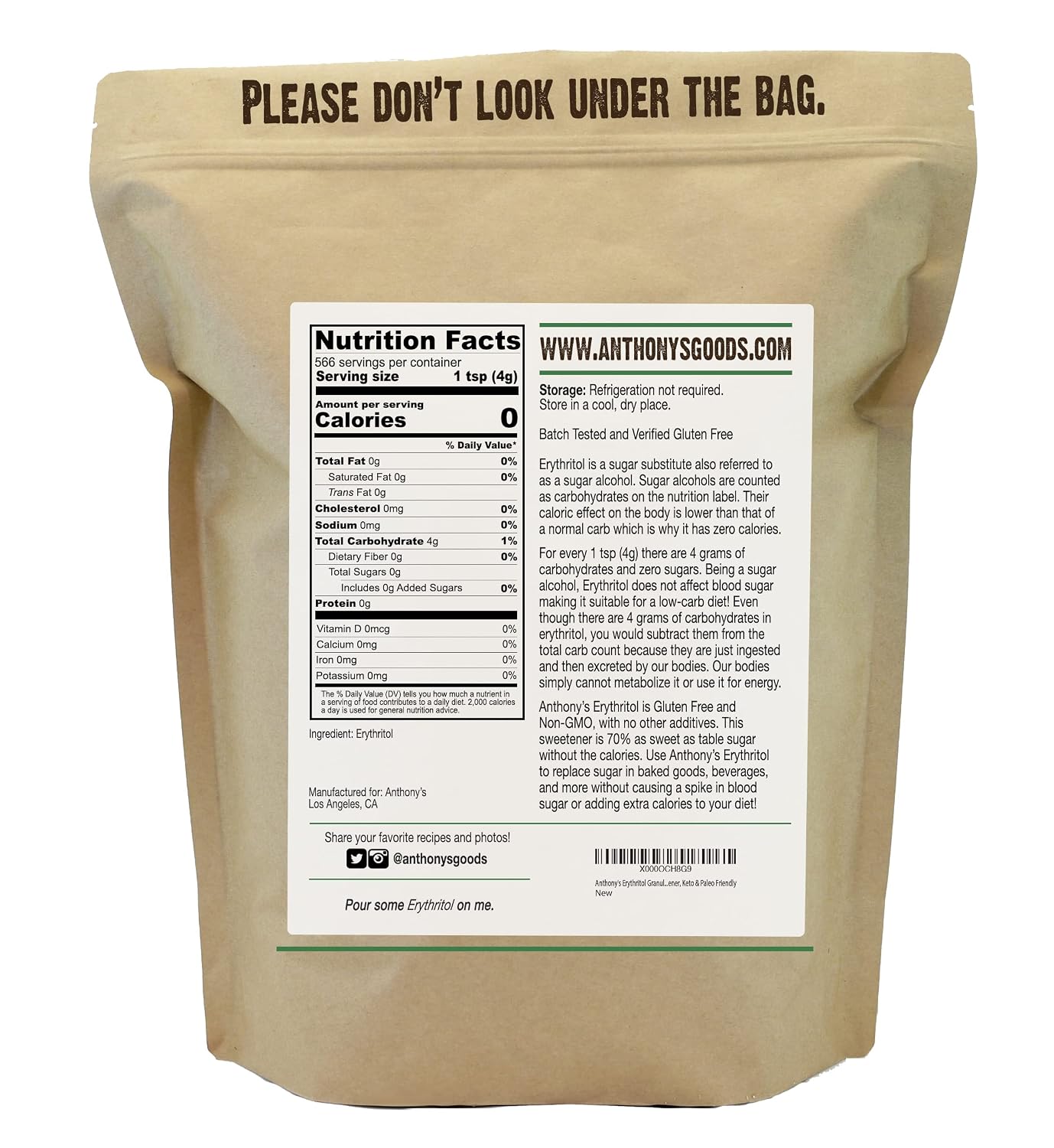 Anthony's Erythritol Granules